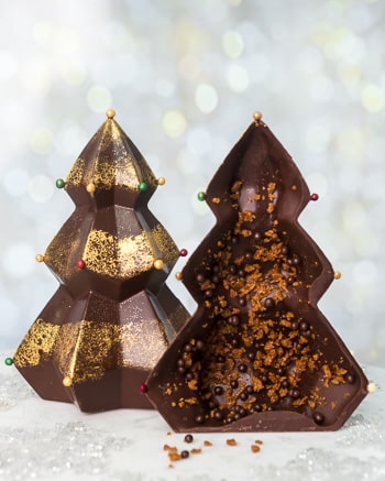 Dark Chocolate Christmas Tree with crunchy caramel